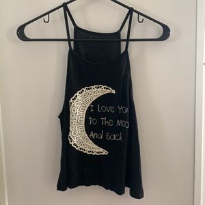 Black “I love you to the moon and back” tank top